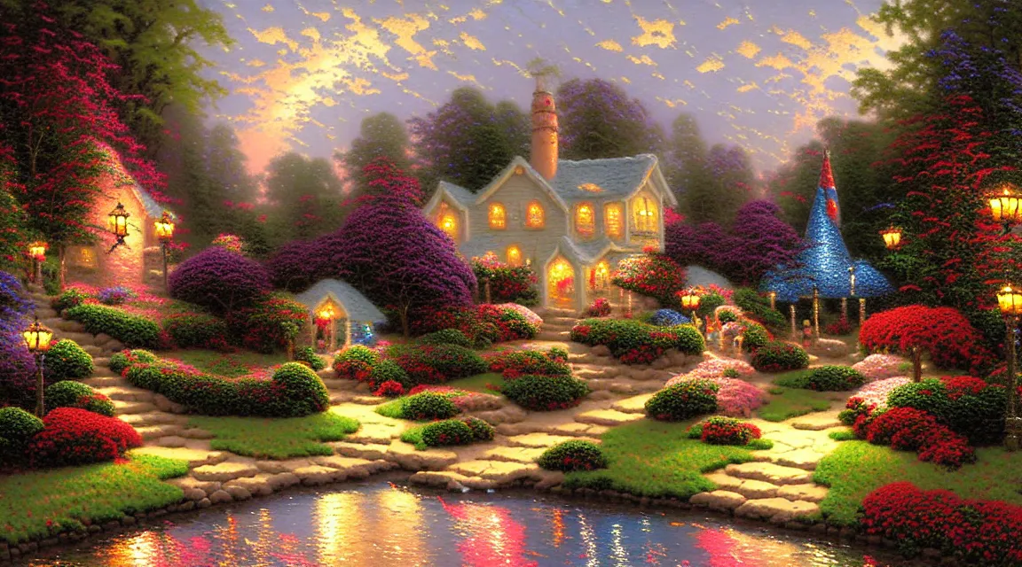 Prompt: birthday cake by thomas kinkade