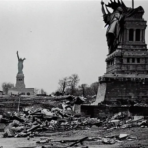 Image similar to a demolished and ruined statue of liberty