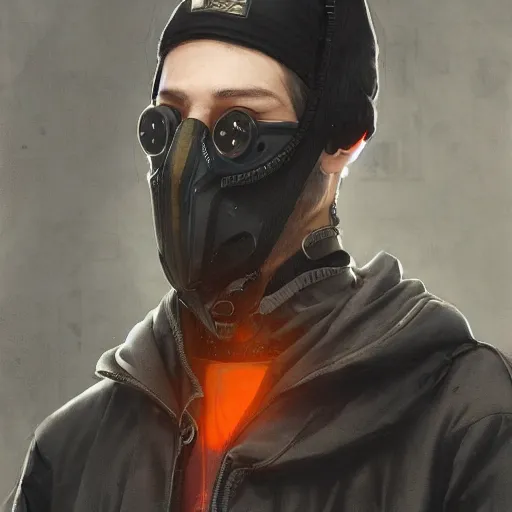 Prompt: very cool man grey hair with mask, streetwear, techwear, cyberpunk style outfit, full body, nose piercing, detailed portrait, intricate complexity, by greg rutkowski, cushart krentz, artgerm, ross tran, conrad roset, takato yomamoto, ilya kuvshinov. 4 k, beautiful, cinematic dramatic atmosphere, portrait lighting