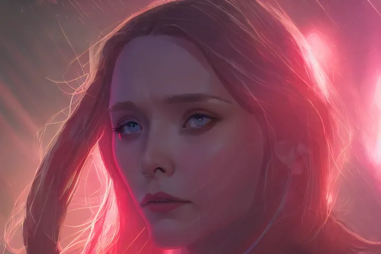 Prompt: elizabeth olsen as scarlet witch, single subject, scenic full shot, ambient lighting, detailed face, by makoto shinkai, stanley artgerm lau, wlop, rossdraws