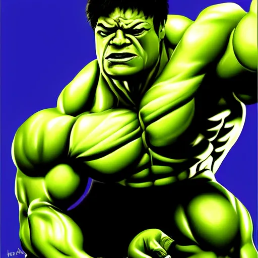 Prompt: the strongest bodybuilder hulk, digital painting, dramatic