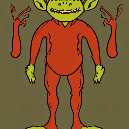 Prompt: full body portrait of a goblin, cartoon, illustration, comic, vector art