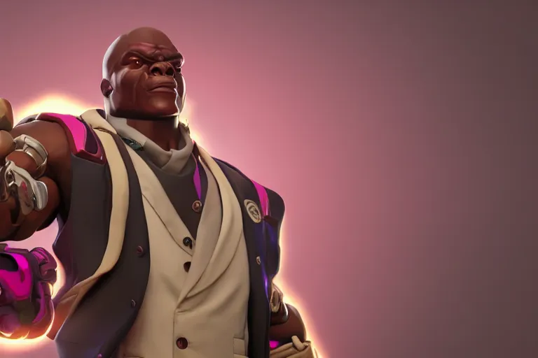 Image similar to doomfist, pink blazer, overwatch game, digital art, high detailed, unreal engine, artstation, 3 d render