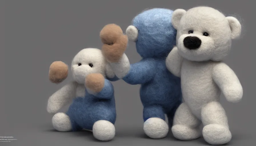 Image similar to joe biden teddy bear fluffy toy made of wool volumetric light, photo shoot, hyperdetailed, artstation, cgsociety, by denis villenueve 8 k