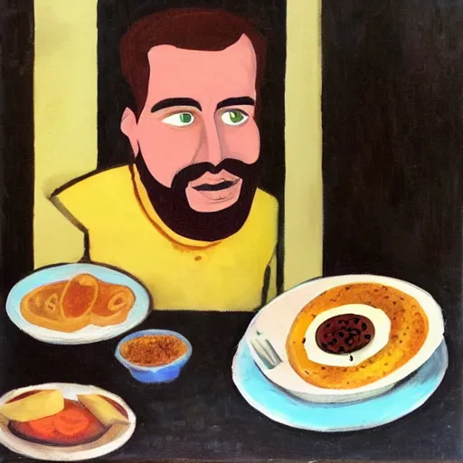 Prompt: A portrait of the handsome god of breakfast
