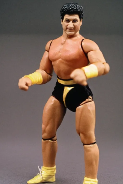 Prompt: volodymyr zelenskyy as a 1 9 8 0 s wrestling action figure