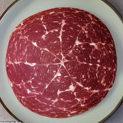 Prompt: Astronomical satellite view of nearest star image as a small single round slice of salami