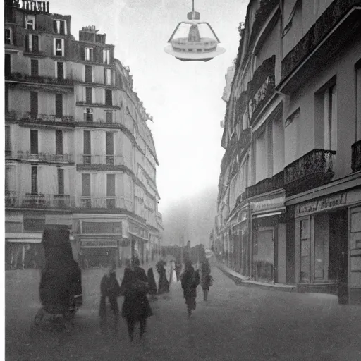 Image similar to an ufo sighting in paris in 1 9 2 0, novelle vague