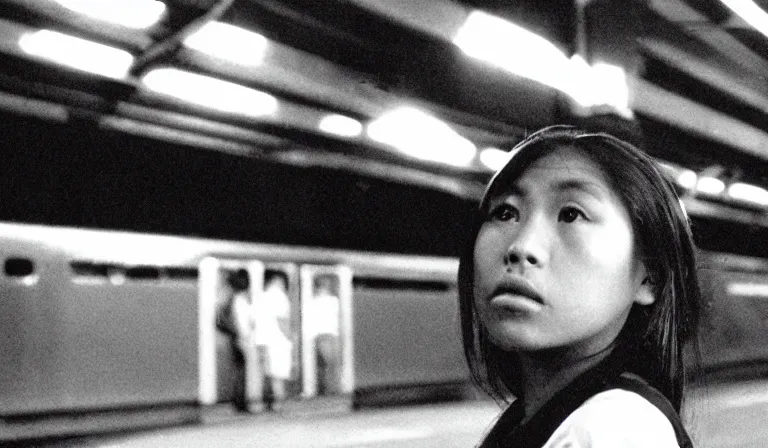 Image similar to A Filipino girl waits for a train, 35mm film, by Gregg Araki