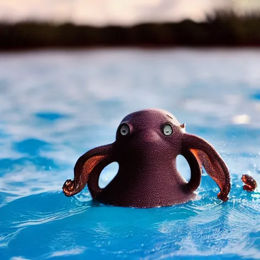 Image similar to cute baby cthulu splashing in the ocean-H 768