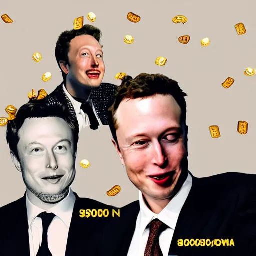 Image similar to elon musk and mark zuckerburg wearing gold chains on a 90s rap album cover. They wear hats backwards and elon throws money in the air.