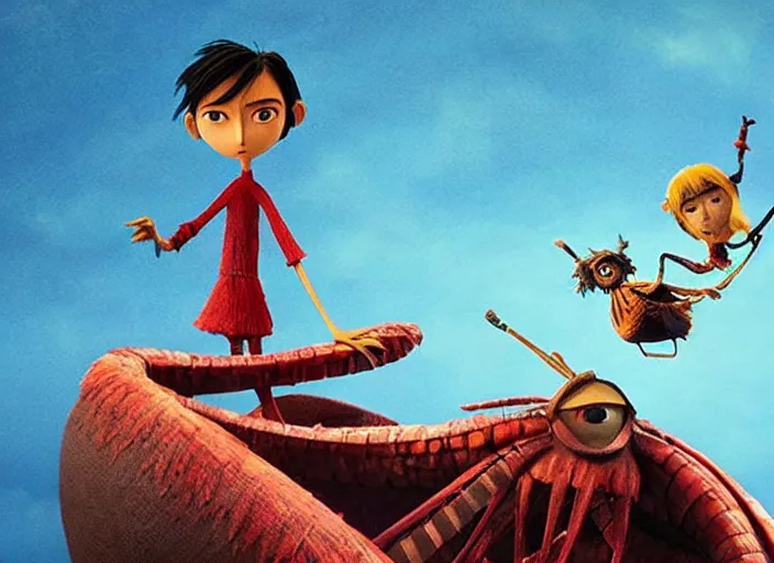 Image similar to A very high resolution image from a new movie, stop motion, Animated film Kubo, Kubo and the Two Strings, directed by wes anderson