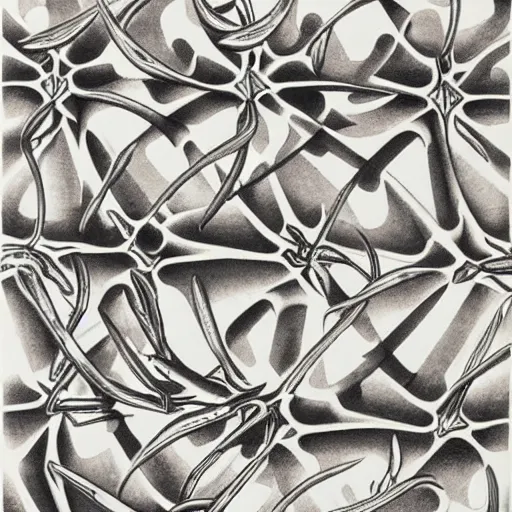 Prompt: Crab tessellation, by M.C. Escher, lithograph, 1959