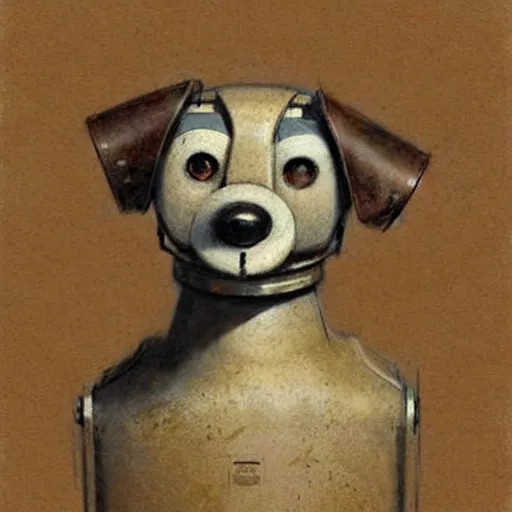 Image similar to (((((1950s robot box shaped k9 dog. muted colors.))))) by Jean-Baptiste Monge !!!!!!!!!!!!!!!!!!!!!!!!!!!