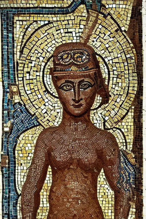 Prompt: a ceramic mosaic of astarte, detailed faces, intricate detail, ancient babylonian art, occult art, alchemical diagram