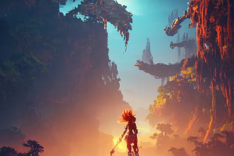 Image similar to watcher machine mecanical creature robot of horizon forbidden west horizon zero dawn bioluminiscence global illumination ray tracing hdr fanart arstation by ian pesty and alena aenami artworks in 4 k