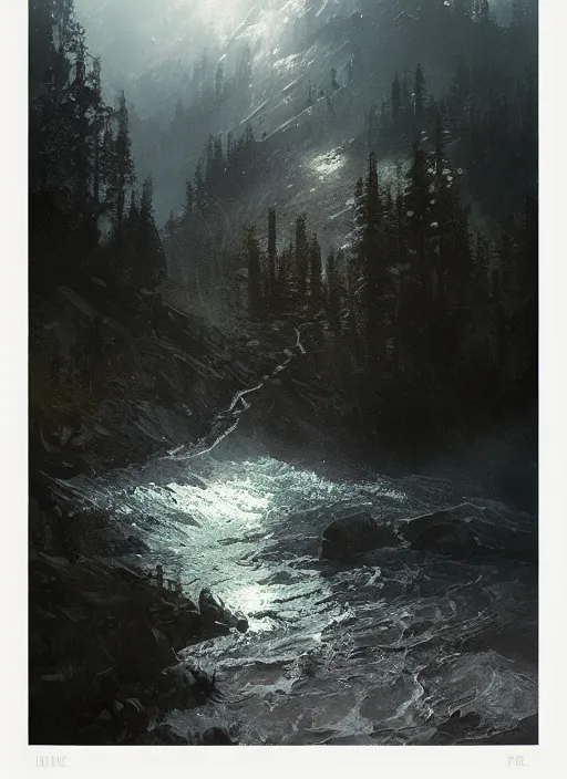 Image similar to mountain forest ocean, neon, rule of thirds, intricate, spotlight, by greg rutkowski, by jeremy mann, digital painting