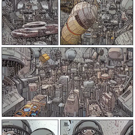 Prompt: Multiverse deep space settlement by Geoff Darrow