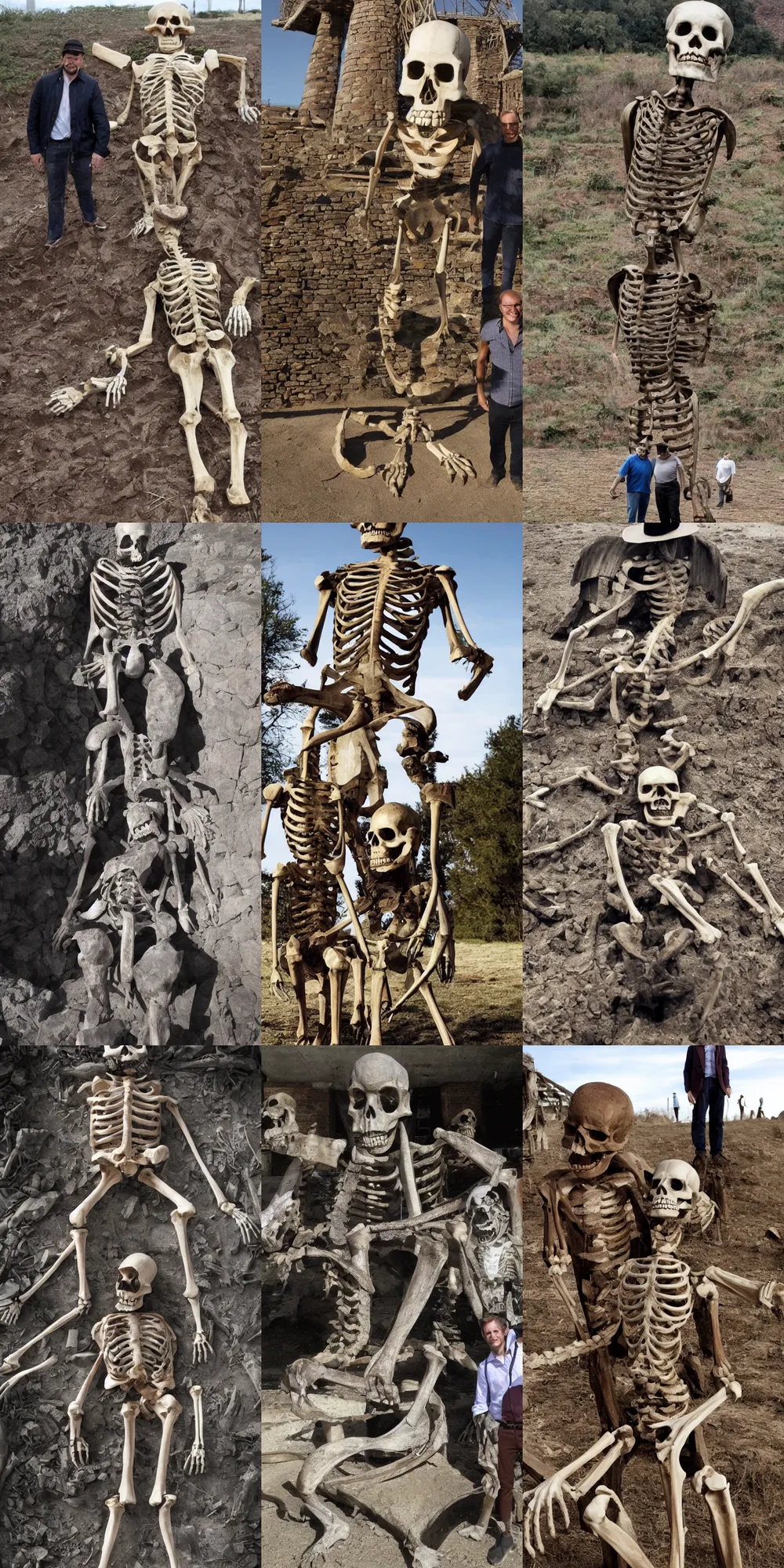 Prompt: giant skeleton with a man for comparason