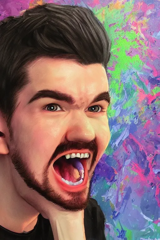 Image similar to Sean McLoughlin, jacksepticeye, irish youtuber, solo portrait, yelling really loud 🎨🖌️