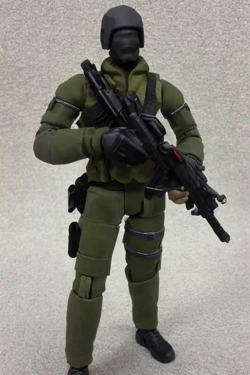 Prompt: 8 k high definition, 1 9 8 0 hasbro style action figure, full body, highly detailed, tactical gear, military, photorealistic