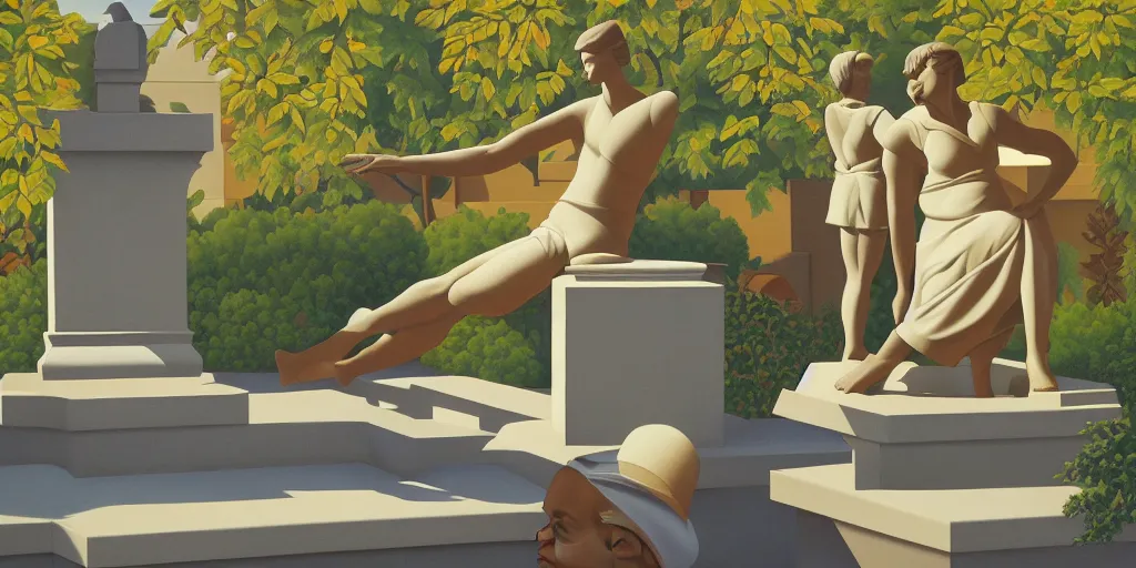 Image similar to in the statue garden by kenton nelson