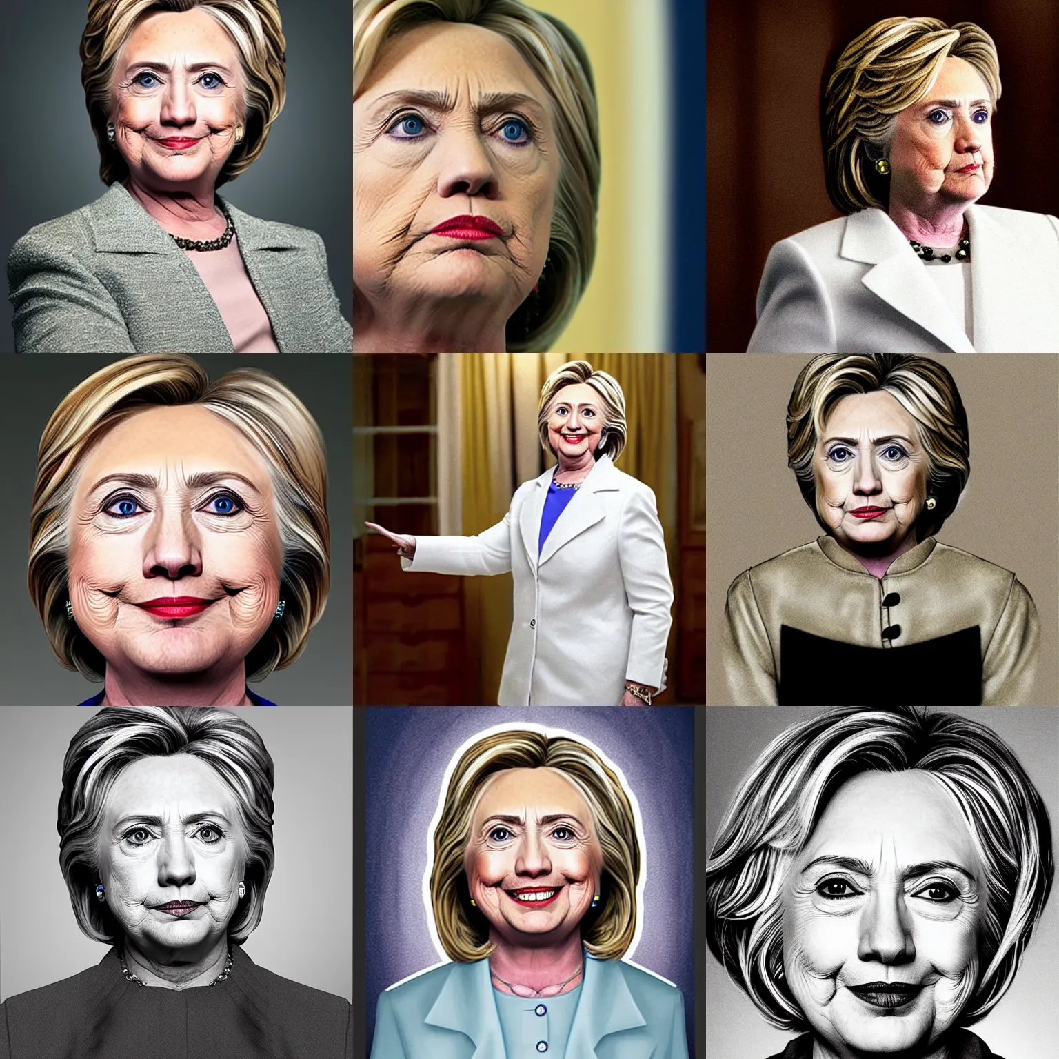 Prompt: a portrait of hillary clinton, wearing a straight jacket, highly detailed