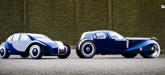 Image similar to a single bugatti type 5 7 sc atlantic and delorean hybrid, dslr, volumetric lighting