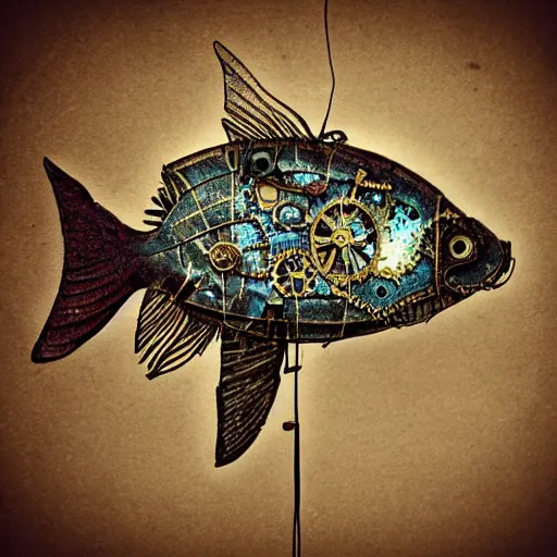 Image similar to steampunk fish