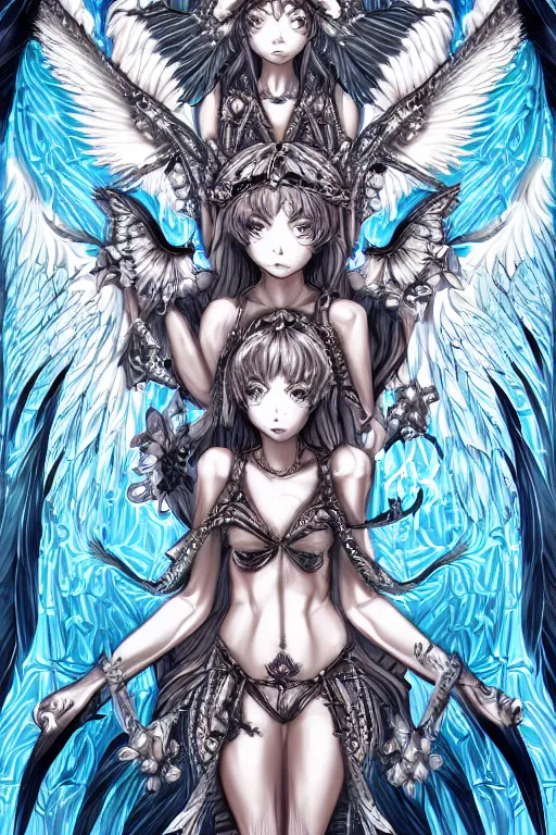 Image similar to king of the harpies, symmetrical, highly detailed, digital art, sharp focus, trending on art station, anime art style