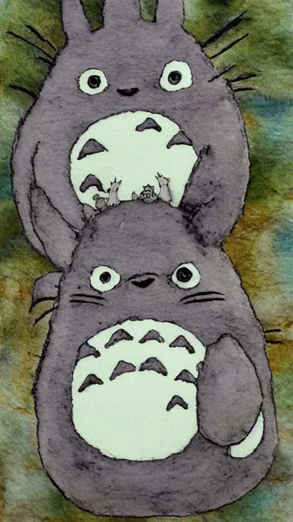 Prompt: totoro, style watercolor and dry felting