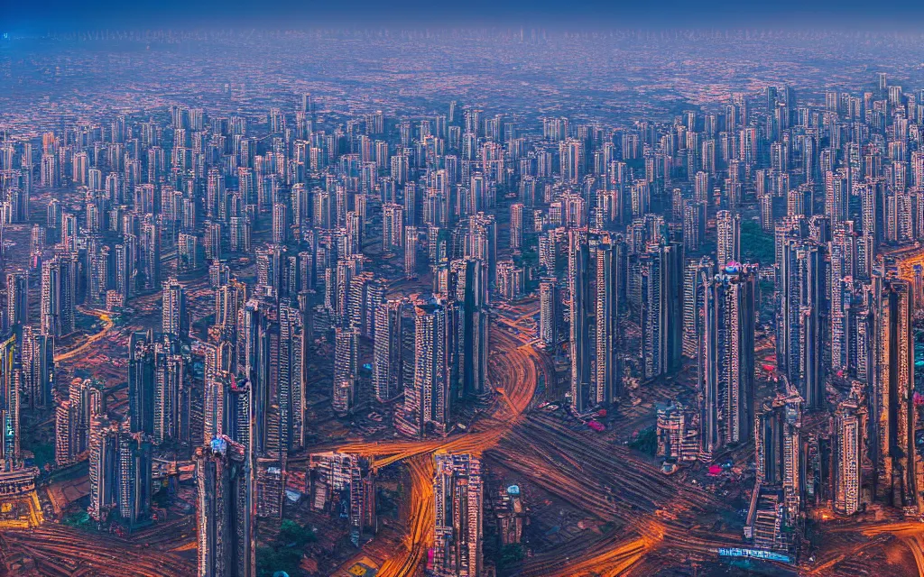 Prompt: photograph of mumbai taken in the year 2 0 7 0, city streets, highly detailed, 4 k, 8 k