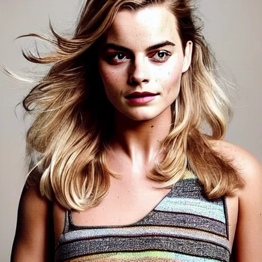 Prompt: a! woman who is a genetic combination of margot robbie and emma watson face and!! upper - body focus, detailed eyes
