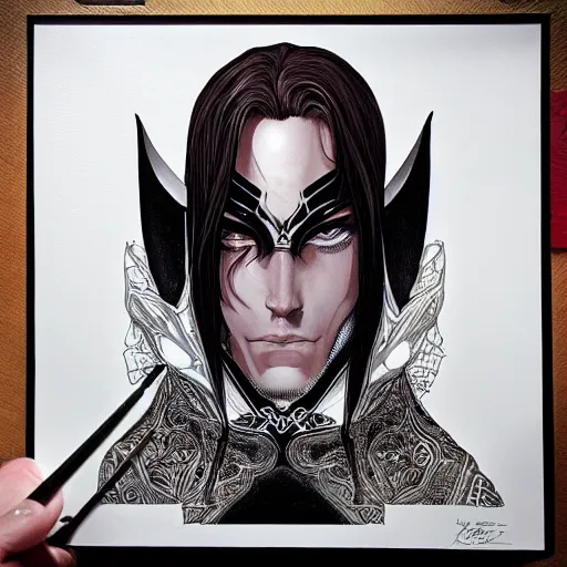 Prompt: caius the shadow monarch, beautiful, detailed symmetrical close up portrait, intricate complexity, in the style of artgerm and ilya kuvshinov, cel shaded