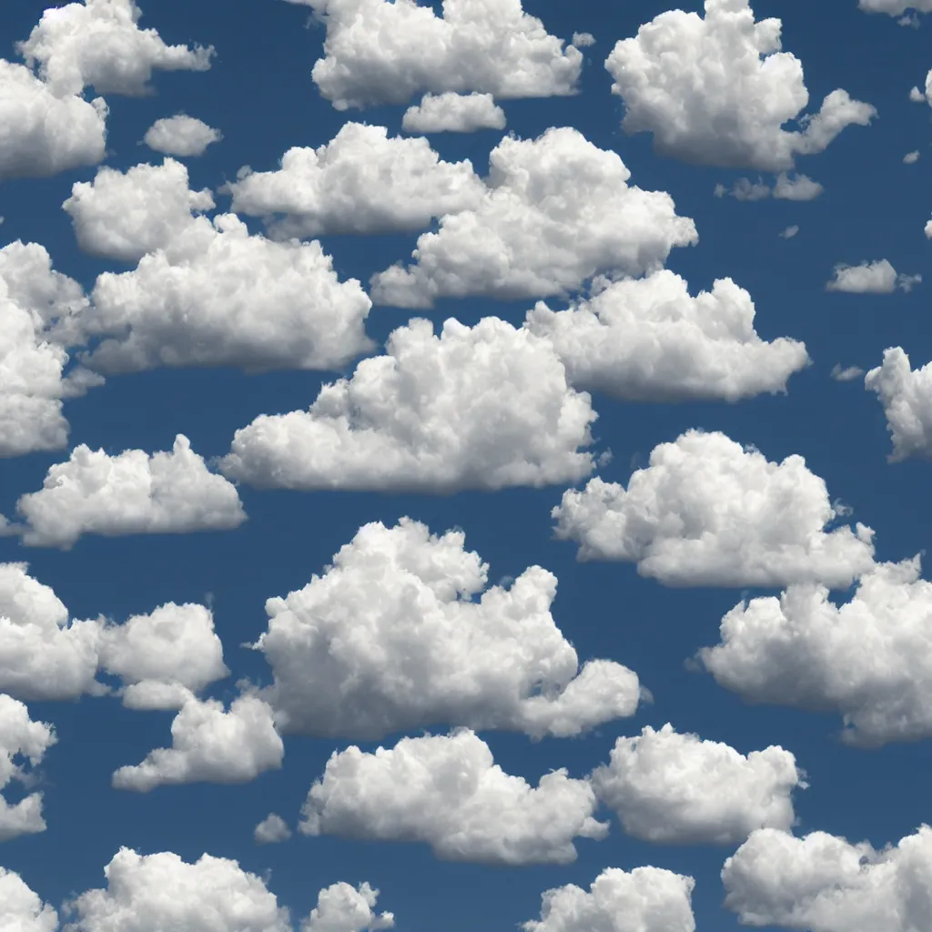 Prompt: white fluffy cartoon clouds seamless texture 4k