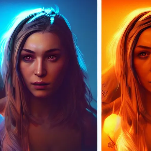 Image similar to A hyper real comic book style portait painting of Laura Schlotterer, unreal 5, hyperrealistic, octane render, cosplay, RPG portrait, dynamic lighting