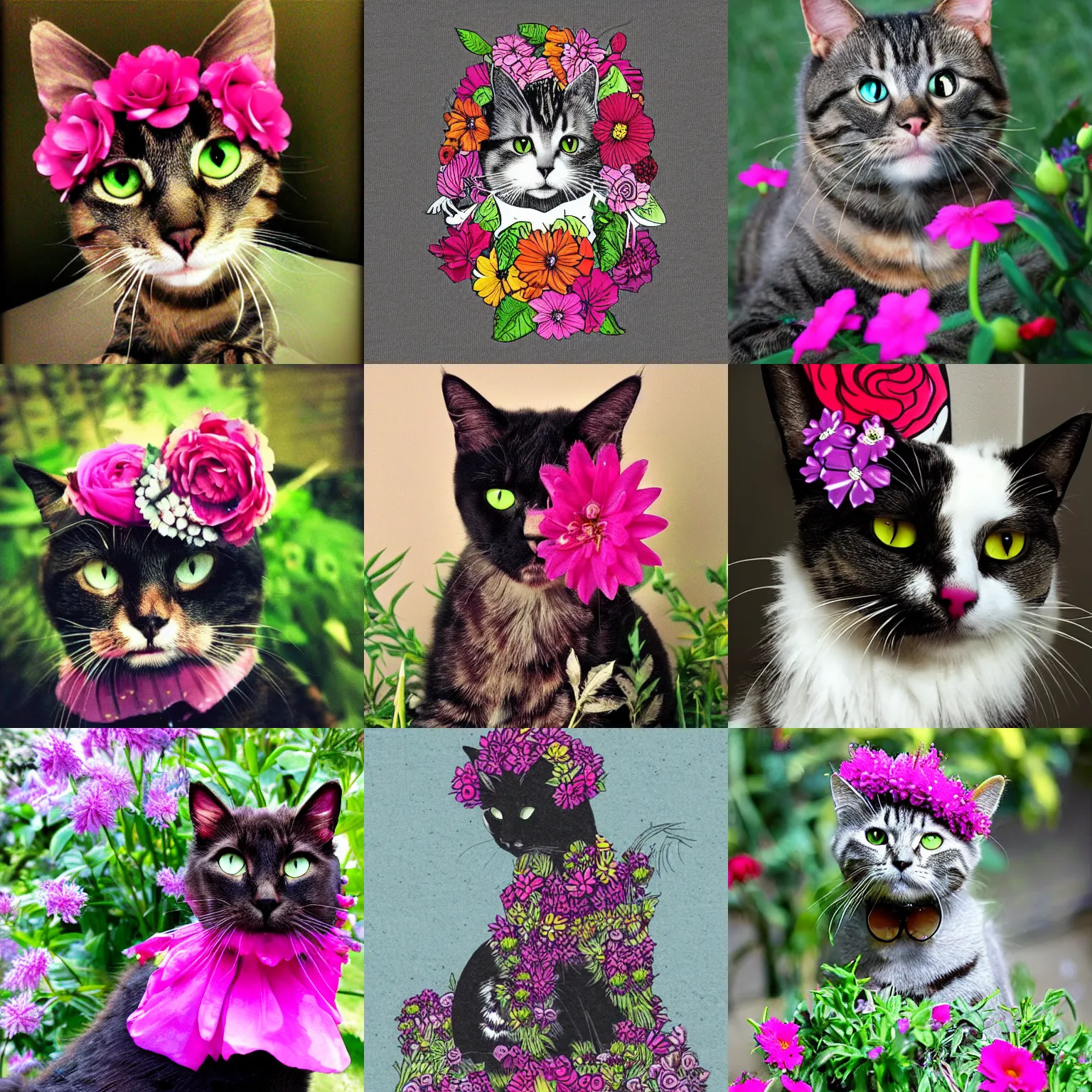 Prompt: flowerpunk cat