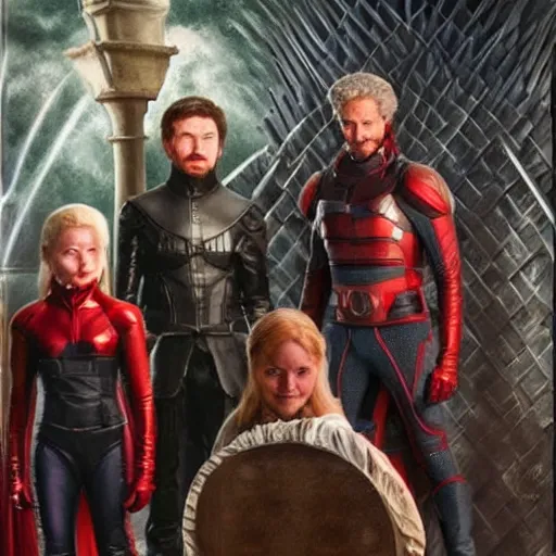 Image similar to if the X-Men were on Game of Thrones, photorealistic oil painting