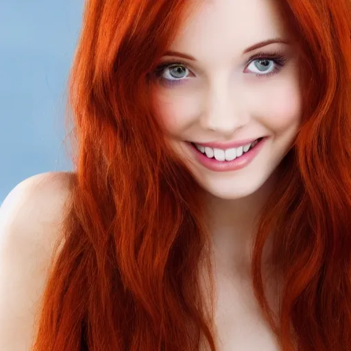 Prompt: a beautiful young woman with auburn hair