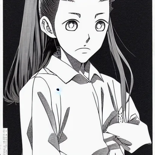 Image similar to young girl by naoki urasawa, detailed, manga, anime, illustration, 9 0's