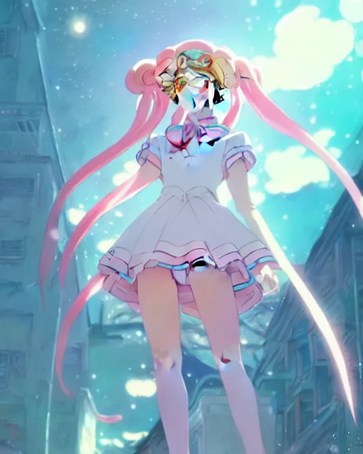 Image similar to pastel sailor moon magical girl anime screenshot, anime, intricate, sharp focus, illustration, highly detailed, digital painting, clean artstyle, concept art, matte, art by ilya kuvshinov and ruan jia and greg rutkowski, masterpiece