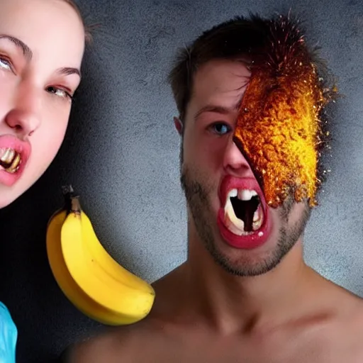 Image similar to bananas explode on face