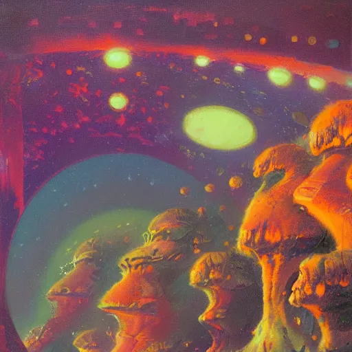 Image similar to illustration by paul lehr, james gurney and bruce penningtonn