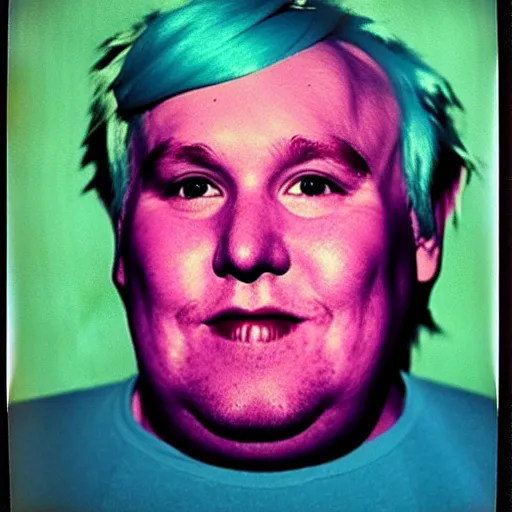 Image similar to color polaroid portrait of a fat man by andy warhol.