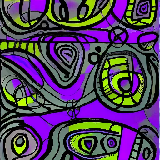 Prompt: a large purple and black artwork is displayed, an abstract drawing by patrick heron, trending on behance, generative art, repeating pattern, biomorphic, photoillustration