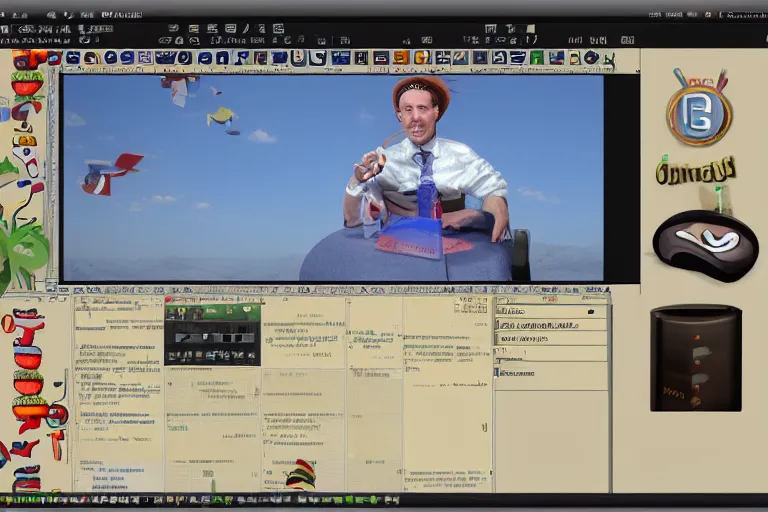 Image similar to hamburger themed gnu / linux desktop environment, linux mint, in 1 9 9 5, y 2 k cybercore, desktop screenshot