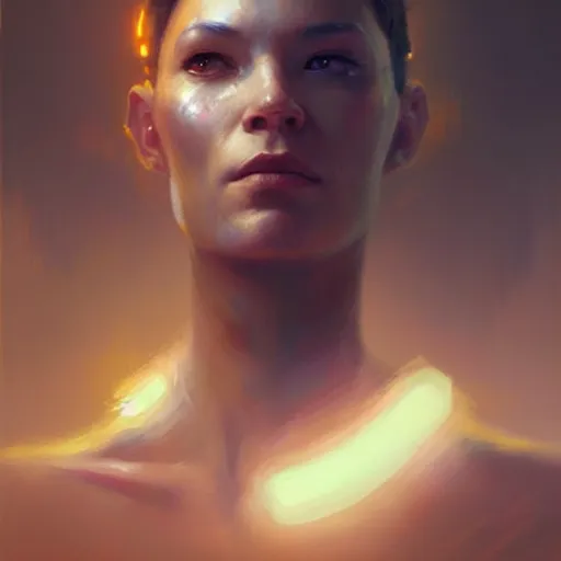 Image similar to cyborg, beautiful, concept art oil painting, portrait ethereal by jama jurabaev, greg rutkowski extremely detailed, brush hard, artstation, soft light