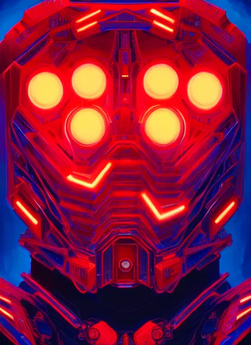 Prompt: symmetry!! loose close up!!, portrait!!, portrait of mecha punk, dark atmosphere, red and blue glowing lights!! intricate, elegant, highly detailed, digital painting, artstation, concept art, smooth, sharp focus, illustration, art by julian del rey