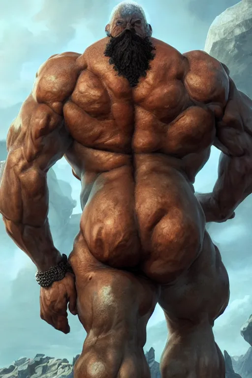 Image similar to a muscular man carrying the Earth on his back, big beard, bold, hyperrealistic, concept art, octane render, unreal engine 5, trending on Artstation, high quality, highly detailed, 8K, soft lighting, anatomically correct, five fingers, blue background, geometric, digital art, trending on DeviantArt, matte painting, fantasy style, dramatic lighting, cinematic
