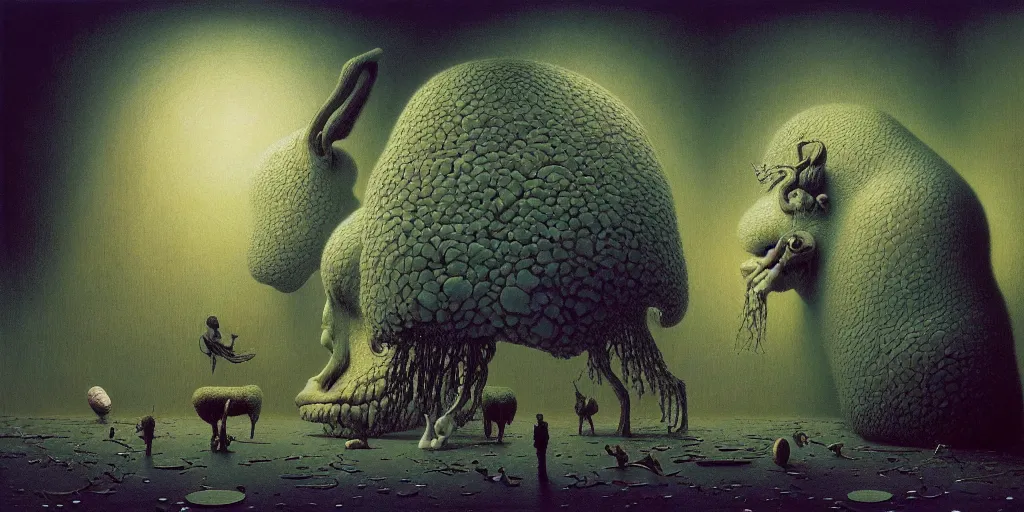 Image similar to imaginary animals abstract oil painting by gottfried helnwein pablo amaringo raqib shaw beksinski cinematic sci - fi carl spitzweg